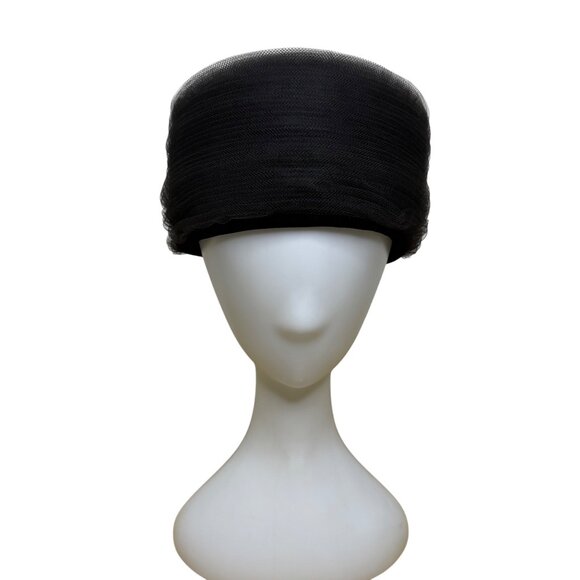 Black Womens Mesh Formal Pillbox Hat With Bow & Netting Elegant Vintage Style main image 4